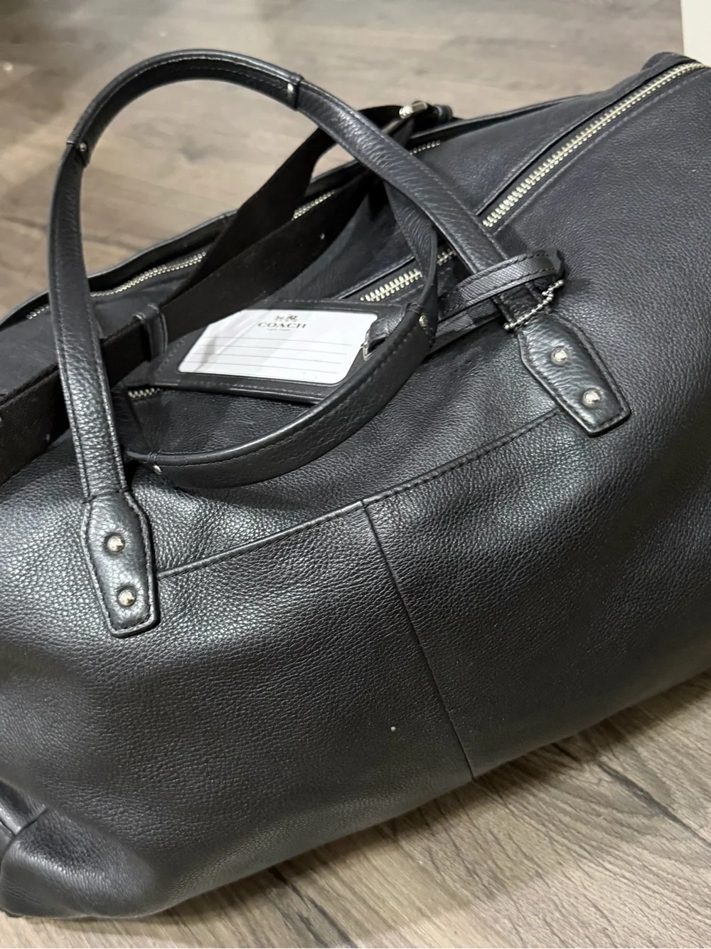 Coach Black Pebbled Leather Travel Tote